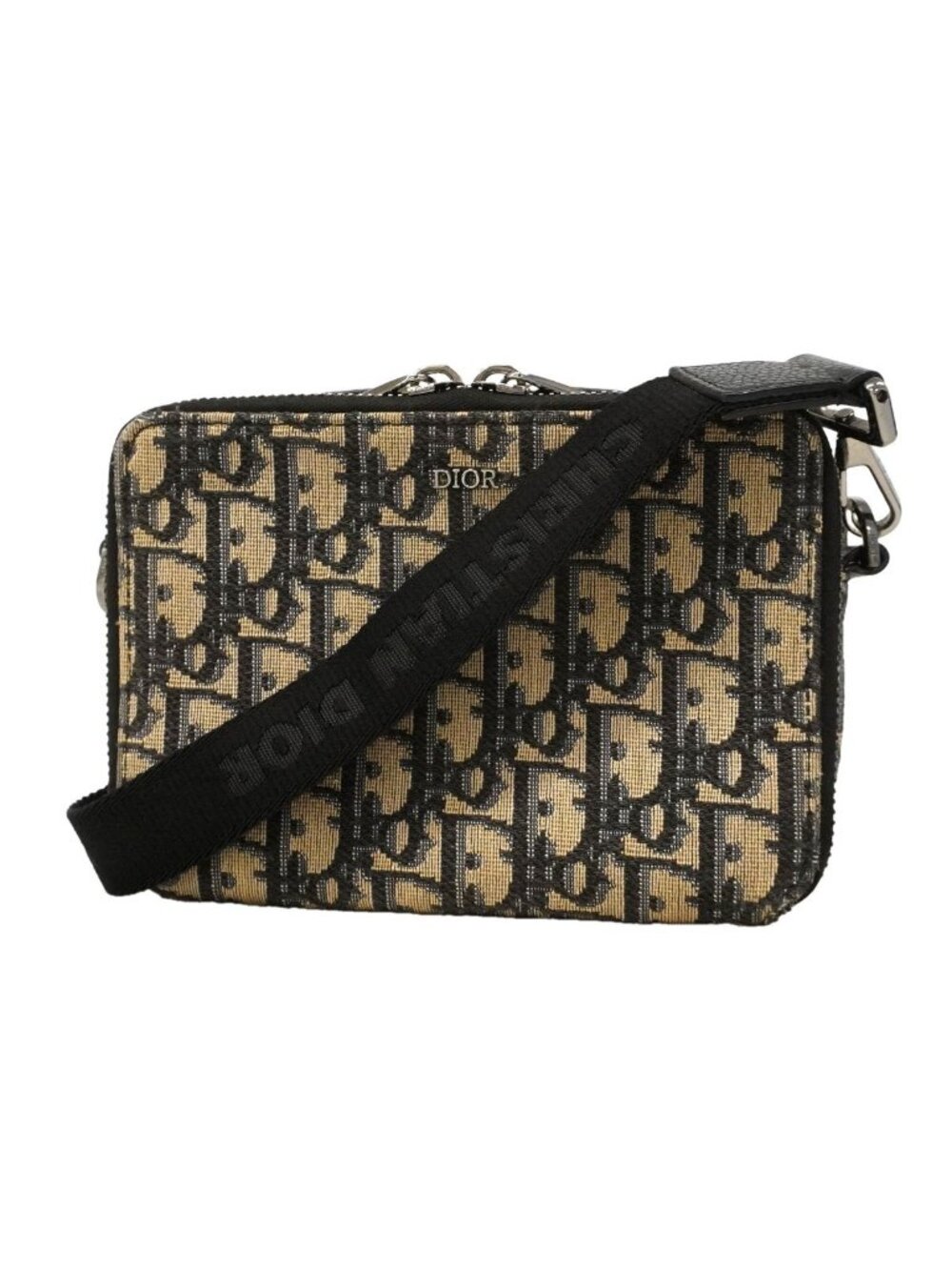 Dior Shoulder Bag Canvas Black Silver